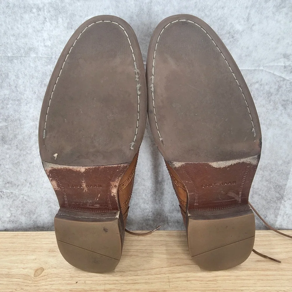 Cole Haan Williams Derby Shoes Mens 10.5 Tan Leather Wingtip‎ Brogue Oxford